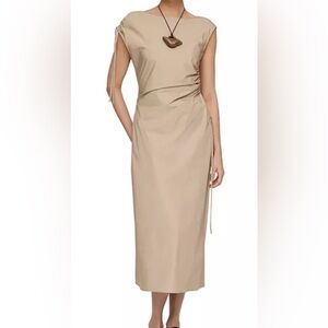 Lafayette 148 New York Gathered Tie Sleeve Midi Dress